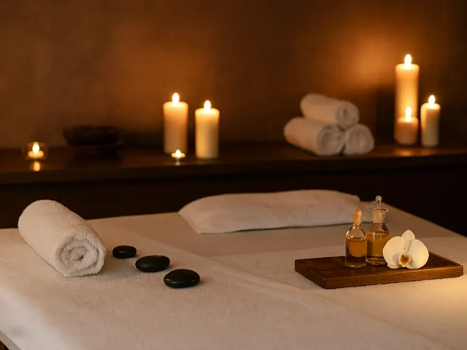 Spa merkezinde aromaterapi masajı yaptıran yetişkin bir kadın. Bahar aylarında rahatlama ve stres atma için ideal bir terapi anı.