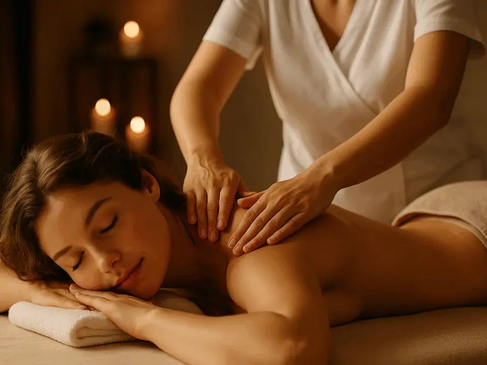 Masaj öncesi ve sonrası yapılması gerekenleri uygulayan kadın, spa ortamında gevşiyor