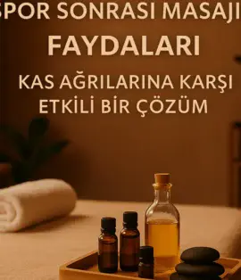 Spor sonrası masaj masası, aromaterapi şişeleri ve rahatlatıcı spa ortamı